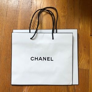 One White Chanel shopping bag tote gift bag